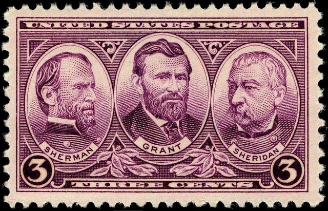 셔먼 장군, 그랜트 & 쉐리든 1937년 발행 우표