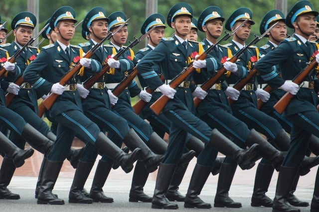Soldiers of Vietnam People's Army with SKS carbines.