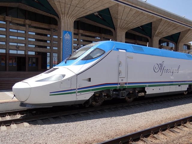 Afrosiyob high-speed train built by Spanish company Talgo