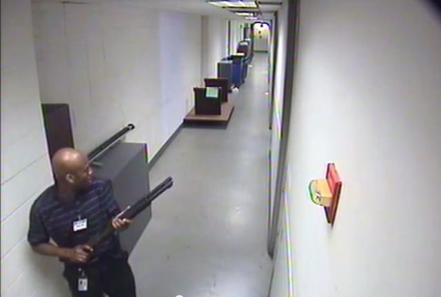Closed-circuit video cameras in the Navy Yard complex caught gunman Aaron Alexis during his shooting rampage.