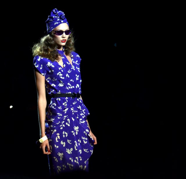 Karlie Kloss on the runway at the Anna Sui show in September 2011.