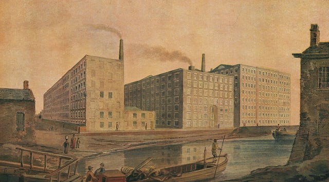 Cotton mills in Manchester, the world's "first industrial city", circa 1820