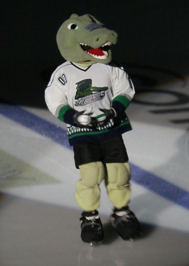 Swampee, the mascot of the Florida Everblades