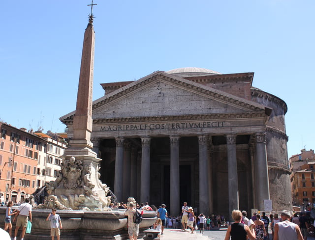 The Pantheon and the Fontana del Pantheon. Roman relics and Roman culture are important national symbols in Italy.