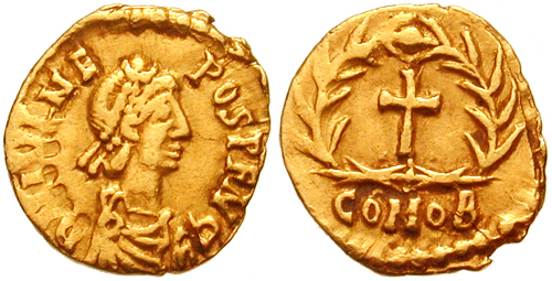 Julius Nepos on a gold tremissis