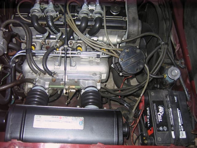 Chevrolet Cosworth Vega engine showing Bendix electronic fuel injection (in orange).