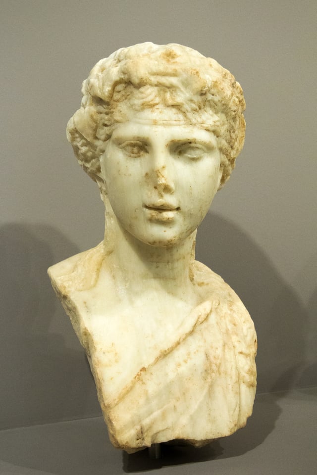 Marble bust of youthful Dionysus.