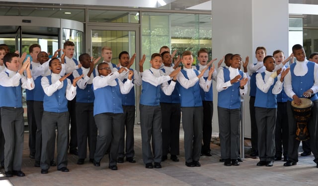 The Drakensberg Boys' Choir performing at the Media24 Centre in Cape Town in 2015.