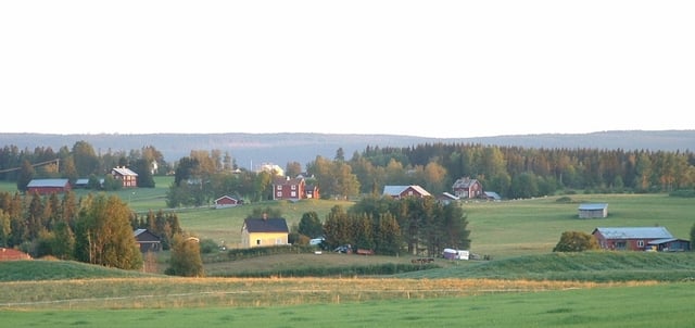 Houses on the countryside in Oviken, southern Jämtland.