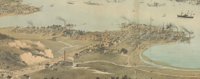 Panorama of Jersey City in 1854