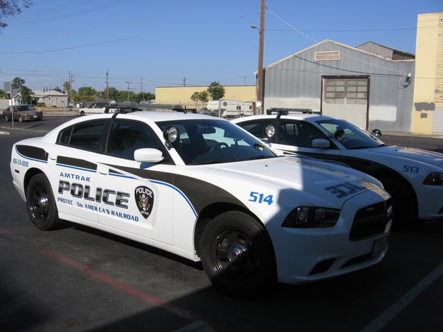 Amtrak Police cars at the Stockton – San Joaquin Street Station in Stockton, 2012.