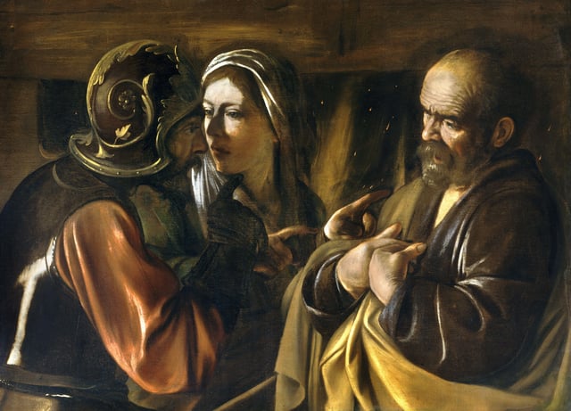 The Denial of Saint Peter, by Caravaggio, c. 1610