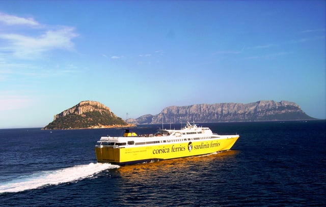 A high-speed ferry in the Gulf of Olbia