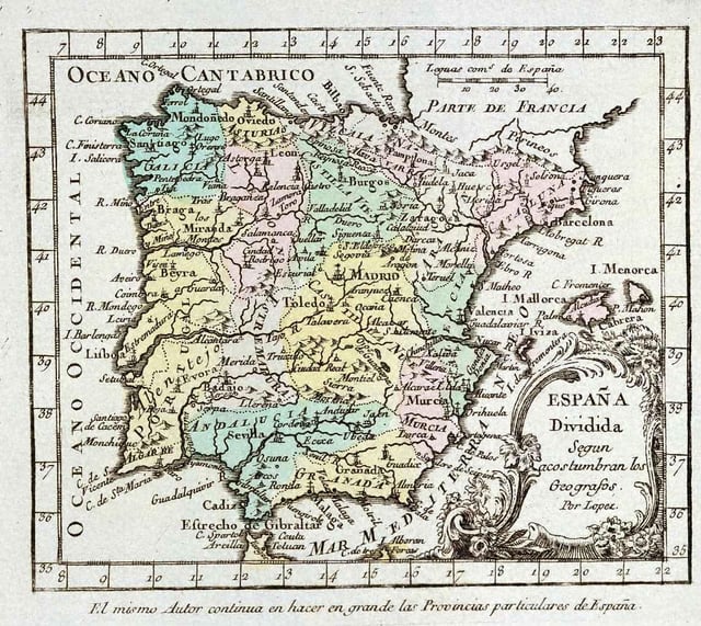 A map of Iberia in 1757