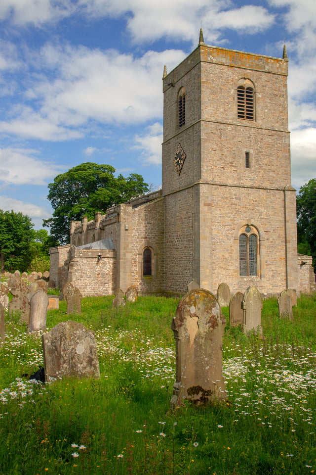 One of the now "redundant" buildings, Holy Trinity Church, Wensley, in North Yorkshire; much of the current structure was built in the 14th and 15th Centuries