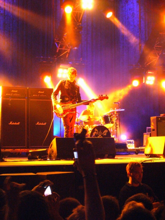 Oasis performing in Hong Kong in April 2009 during the Dig Out Your Soul Tour, their last tour to date.