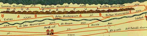 Detail of the Tabula Peutingeriana map (4th century showing Sitifi Colonia (Sétif)
