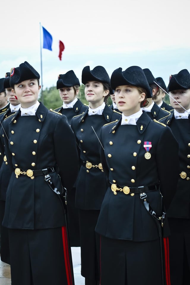 Students wearing the uniform of Polytechnique.