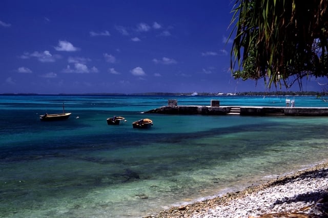 A wharf and beach at Funafuti atoll