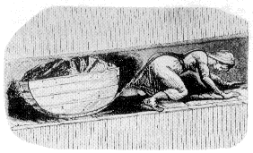 Girl pulling a coal tub in mine. From official report of the parliamentary commission in the mid-19th century.