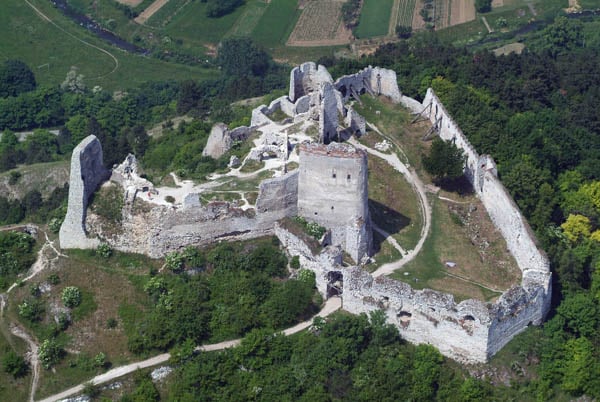 Aerial view of Čachtice Castle