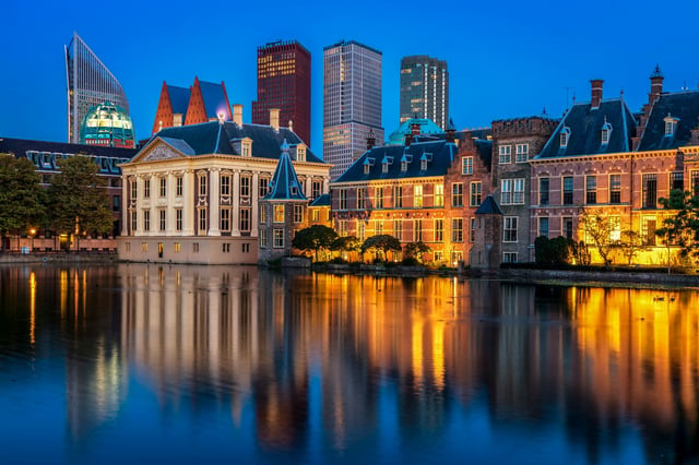 The Binnenhof, where the lower and upper houses of the States General meet