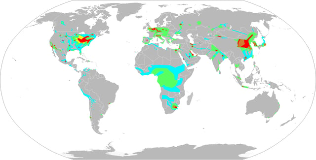 Nitrogen dioxide concentrations as measured from satellite 2002–2004