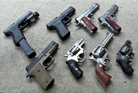 Assortment of 20th century handguns