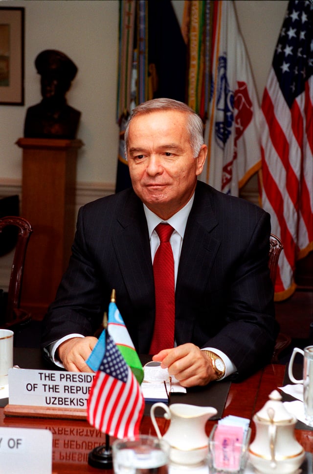 Islam Karimov (President, Uzbekistan) in the Pentagon, March 2002