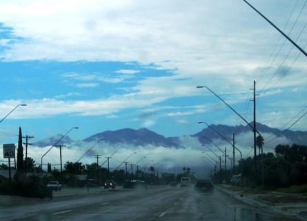 Monsoon clouds blanket the Catalina Mountains in August 2005