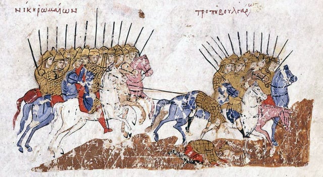 The victory of the Byzantines over the Bulgarians, from the late 11th century Madrid Skylitzes.