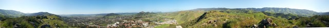 360° panorama from the top of Poly Canyon; the main Cal Poly campus and agricultural area can be seen below.