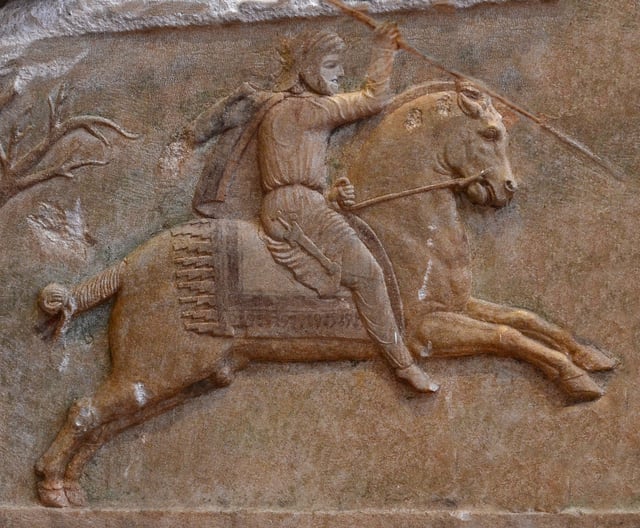 Achaemenid calvalryman in the satrapy of Hellespontine Phrygia, Altıkulaç Sarcophagus, early 4th century BC.