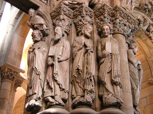 Partial view of the Romanesque interior of the Cathedral of Santiago de Compostela