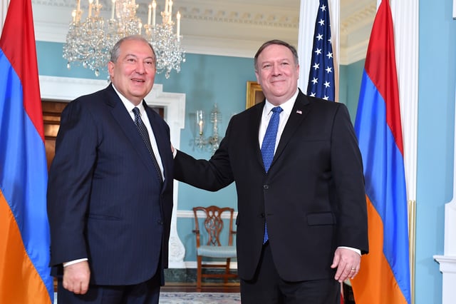 U.S. Secretary Mike Pompeo with Armenian President Armen Sarkissian