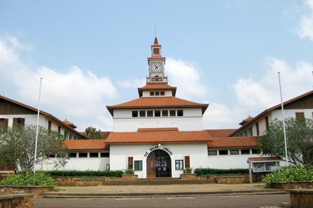 Main entrance to the University of Ghana's Balme Library in Accra