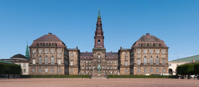 Christiansborg Palace houses the Folketing, the Supreme Court, and Government offices.