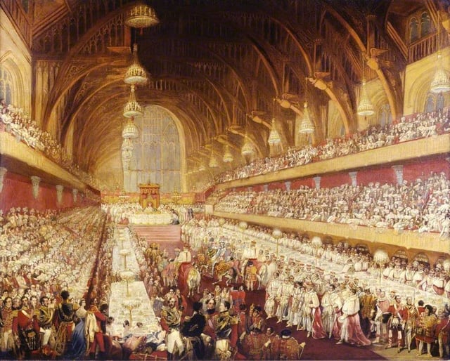 George IV's coronation banquet was held in Westminster Hall in 1821.