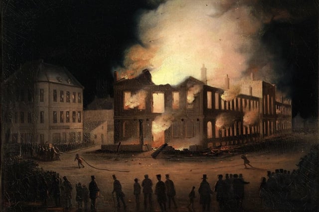 Political protests from Tories led to the burning of the Parliament Buildings in Montreal in 1849.