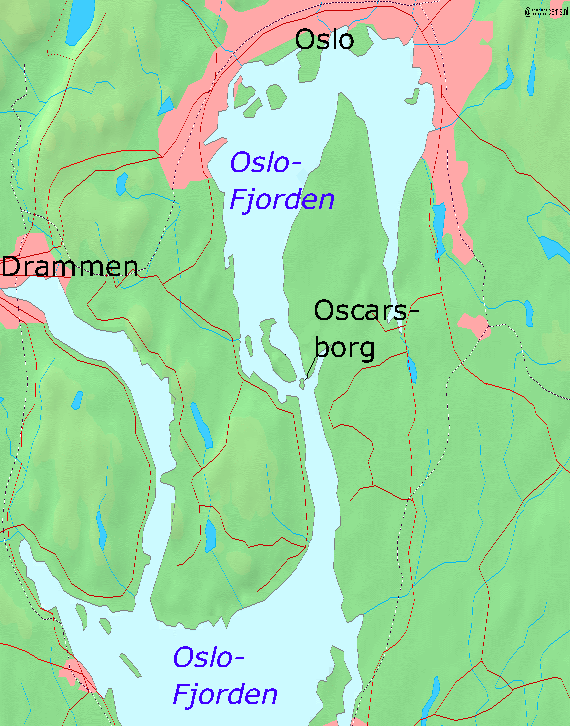 Map of Oslofjord with Oscarsborg