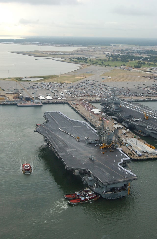 USS John F. Kennedy (CV-67) arriving at Naval Station Norfolk