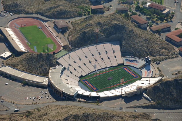 Aerial view of Sun Bowl Stadium and Kidd Field