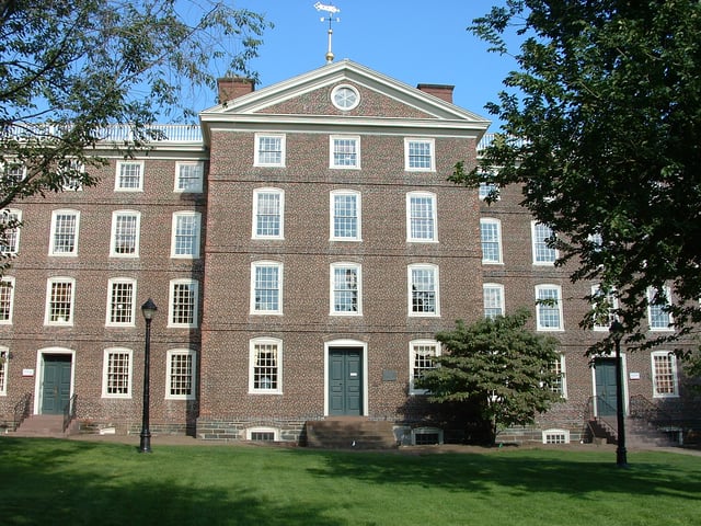 University Hall, built 1770–1771, designed by a committee that included Joseph Brown, is on the National Register of Historic Places