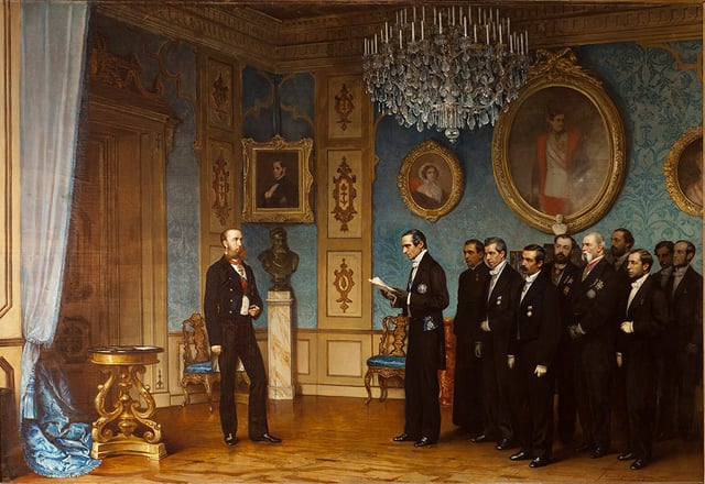 Maximilian receiving a Mexican delegation at Miramar Castle in Trieste, Italy