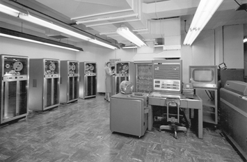 An IBM 704 mainframe computer