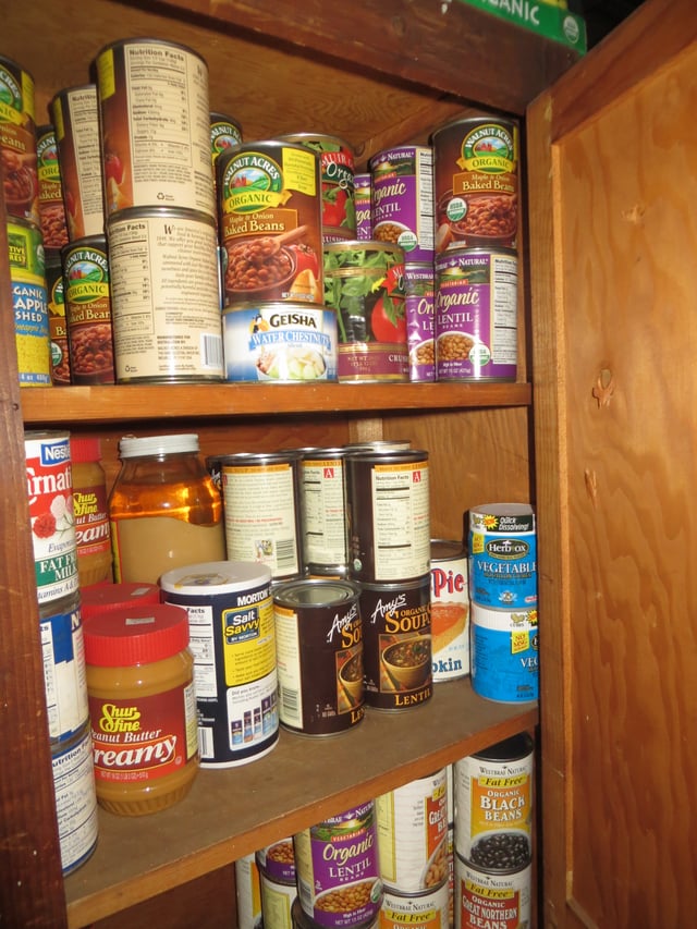 Non-perishable food in cabinet
