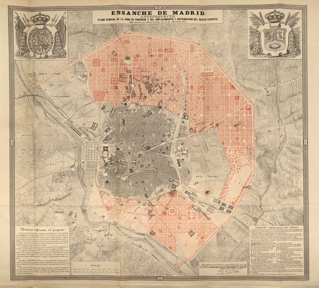1861 map of the Ensanche de Madrid