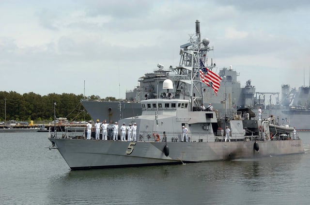 USS Typhoon (PC-5) departing Naval Amphibious Base Little Creek in Virginia