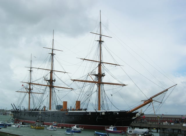 HMS Warrior (launched in 1860) has been restored to its original Victorian condition.