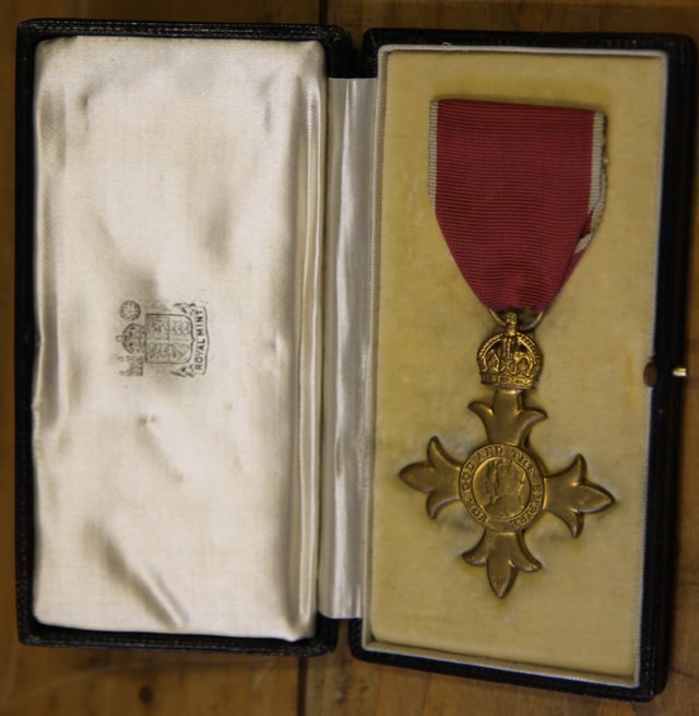 Turing's OBE currently held in Sherborne School archives